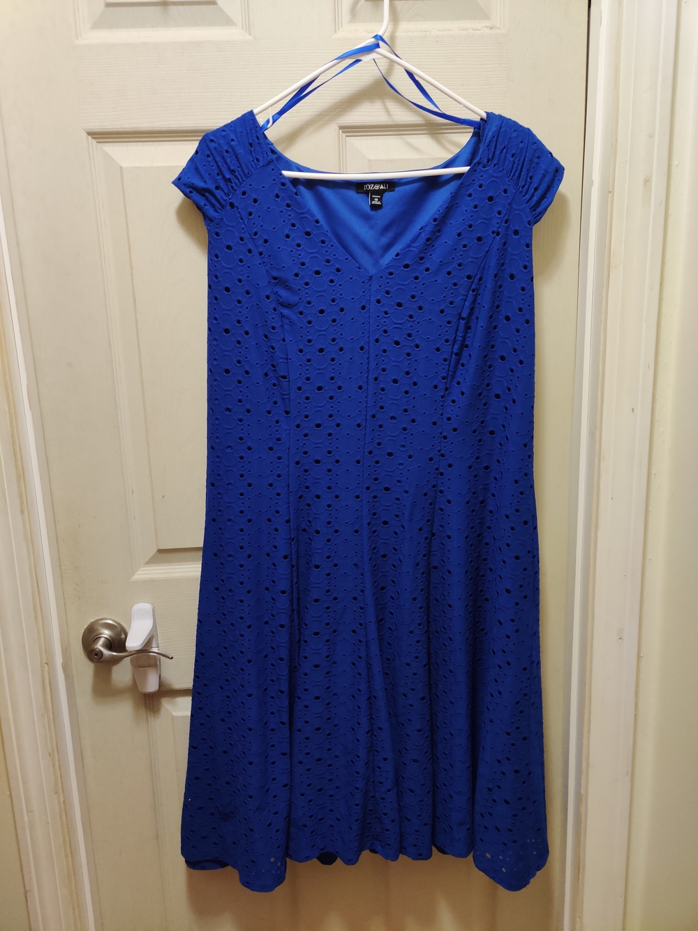 Covington Royal Blue Eyelet V-Neck Dress